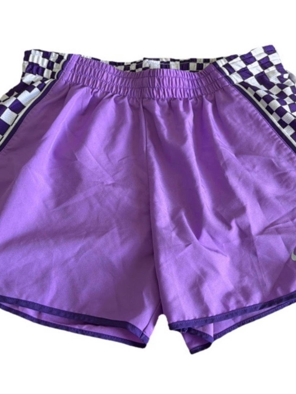 Nike Lavender Dri-Fit Athletic Shorts Checkerboard Purple Workout